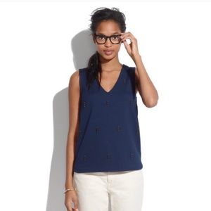 Madewell Navy Ponte Nightshine Beaded Tank XS